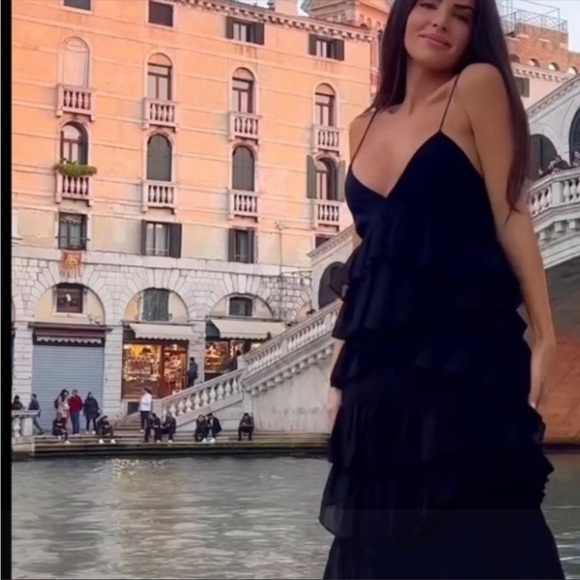 Zara NWT black midi ruffle dress - Picture 6 of 12